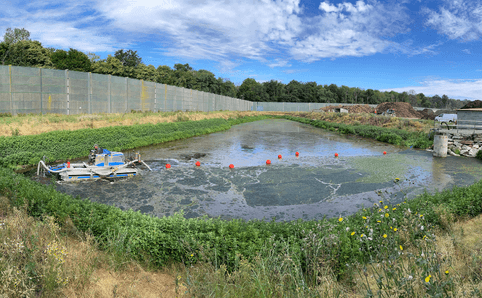 Bassin de lagunage – accumulation de boues et zones de dépôts